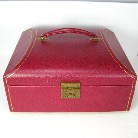 Pottery Barn Wolf Designs Red Faux Leather JEWELRY BOX Large Two layers - Picture 1 of 16
